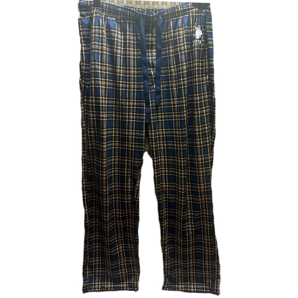 U.S. Polo Assn. Navy and Gold Plaid Joggers L